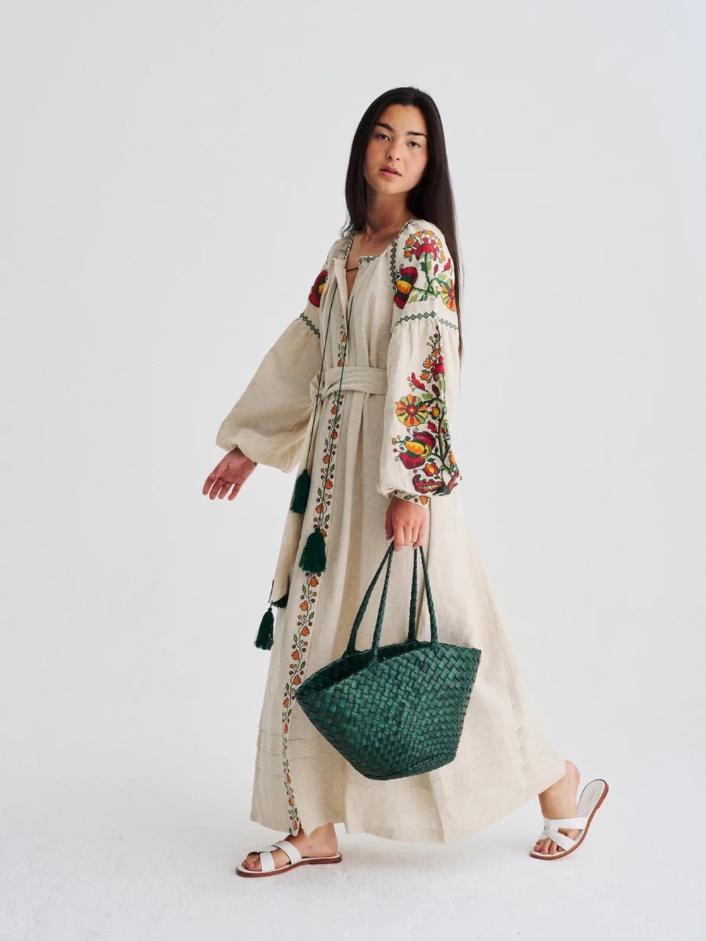 Dragon Diffusion Egola woven bag in pine green - Picture 12 of 14